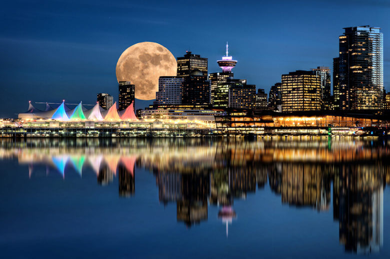 Moon over the city