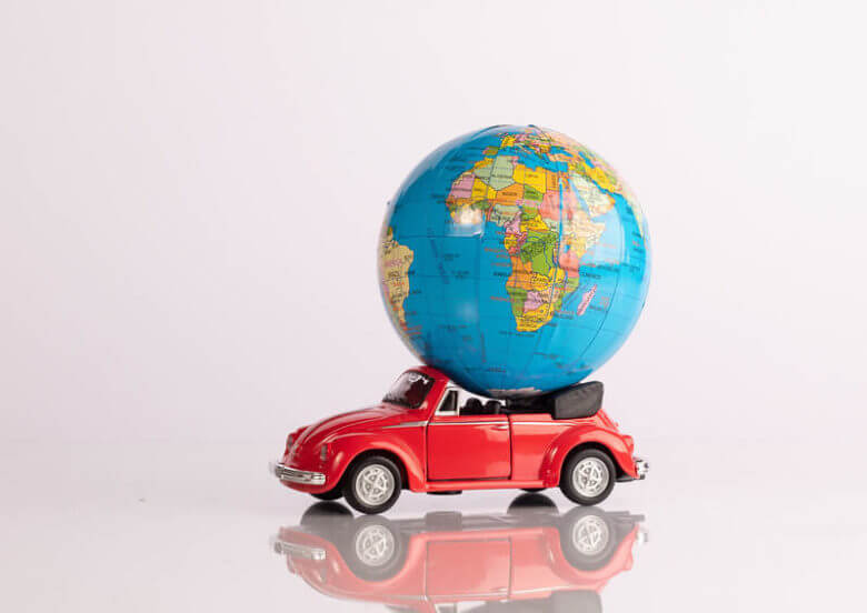 small globe on a toy car