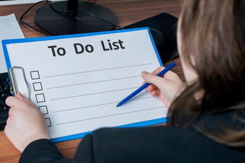 A woman making a list of things to do
