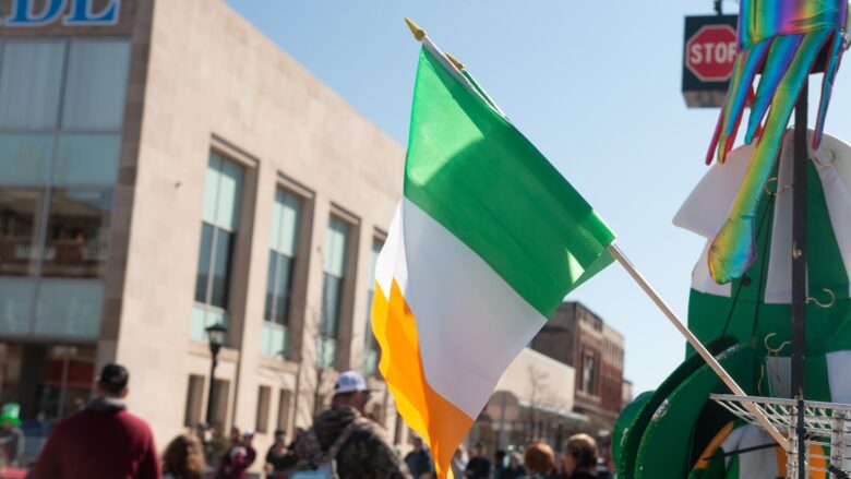 An Irish flag on a snack cart