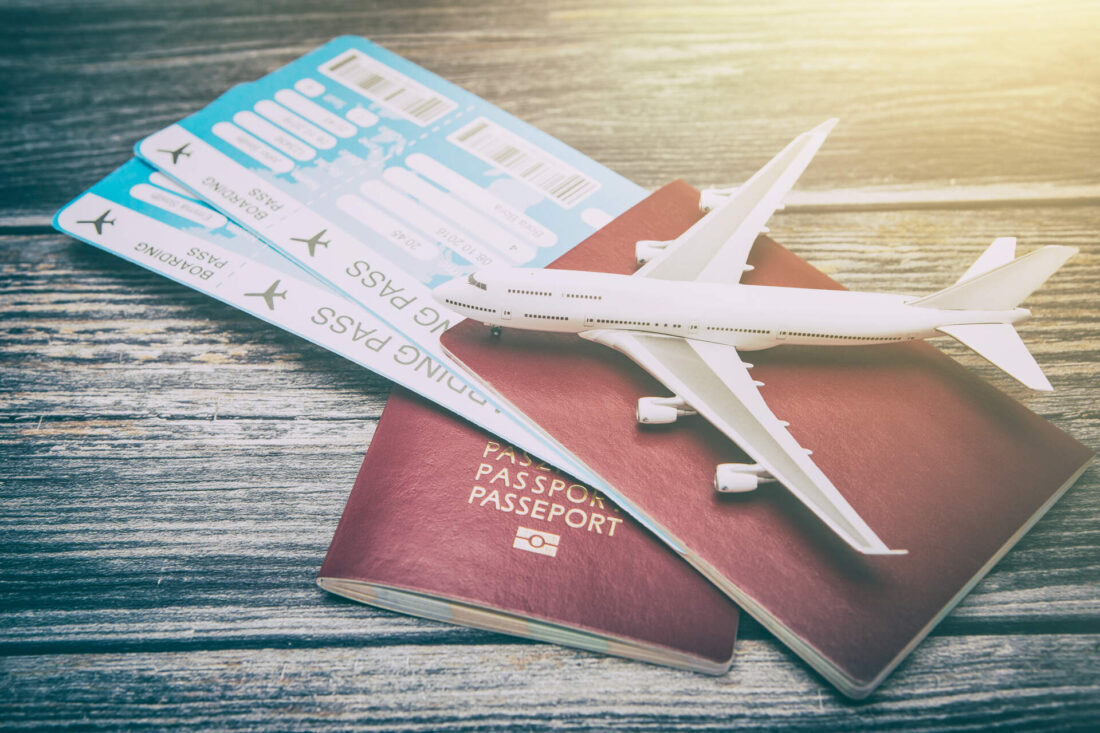 A small plane and passports
