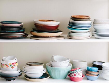 dishes on the shelve